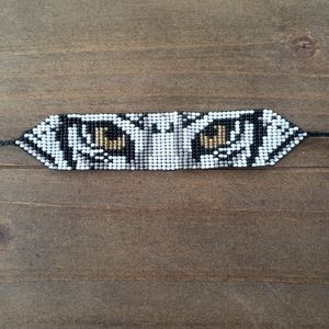 Tiger Eye loom beaded bracelet handmade